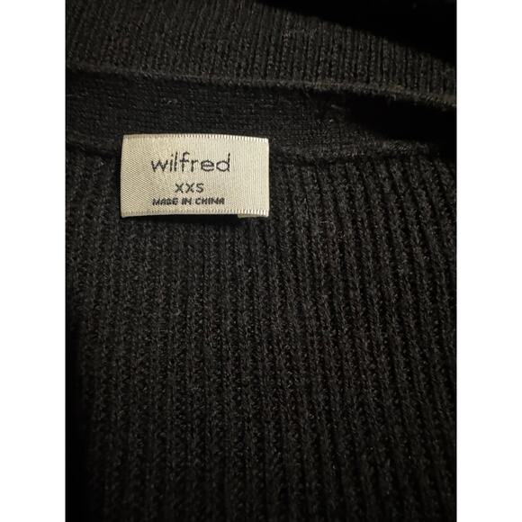 Aritzia Wilfred Black Ribbed Wool Blend Gold Button Front Cardigan Sweater XXS - Picture 6 of 8